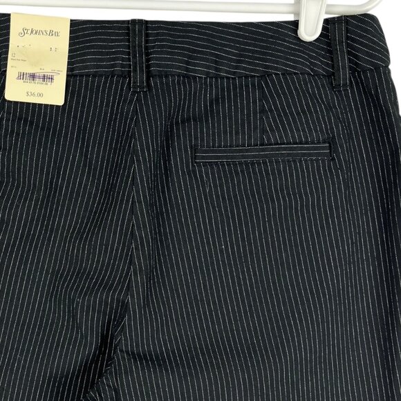 St. Johns Bay Women's Stretch Black Pinstripe Dress Pants Sz 12 Straight Leg NWT - Picture 7 of 11